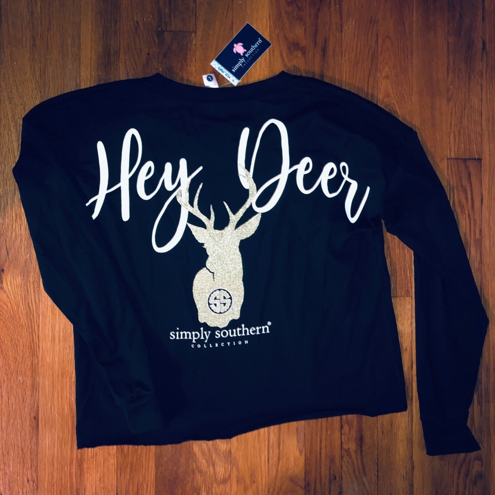 Hey Deer Long Sleeve Glitter Tee